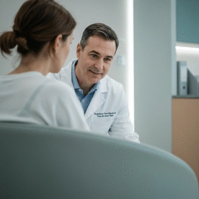 Patient and oncologist discussing chemotherapy options