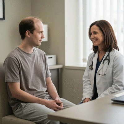 Patient discussing chemotherapy fatigue symptoms with a healthcare provider