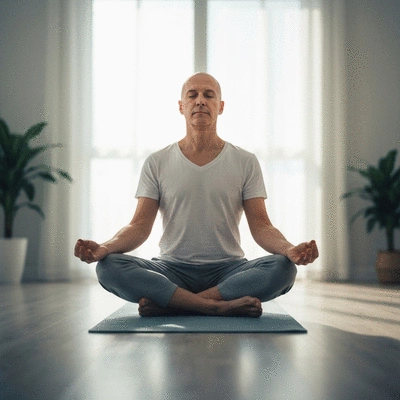 Person meditating in a serene environment, symbolizing peace and focus during chemotherapy recovery